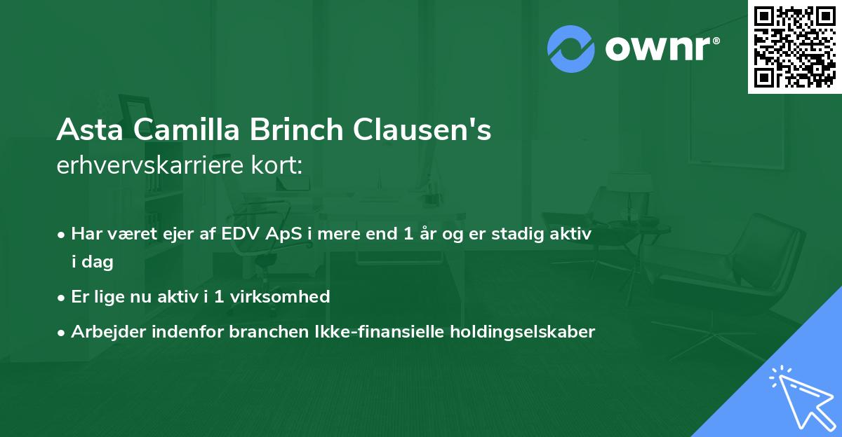 Asta Camilla Brinch Clausen's erhvervskarriere kort