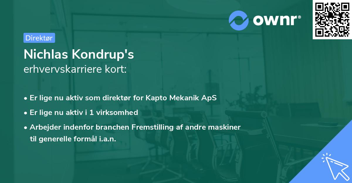 Nichlas Kondrup's erhvervskarriere kort