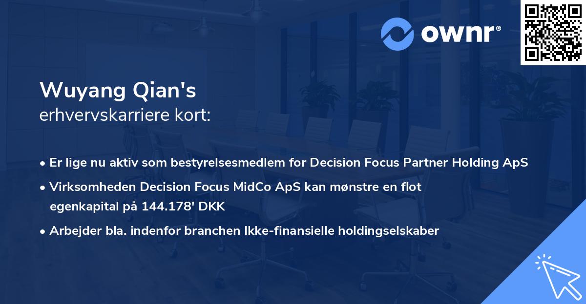 Wuyang Qian's erhvervskarriere kort