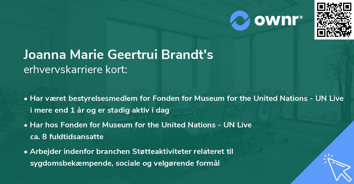 Joanna Marie Geertrui Brandt's erhvervskarriere kort