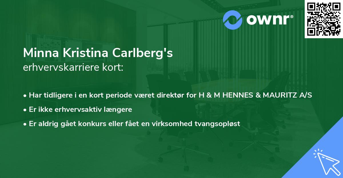 Minna Kristina Carlberg's erhvervskarriere kort