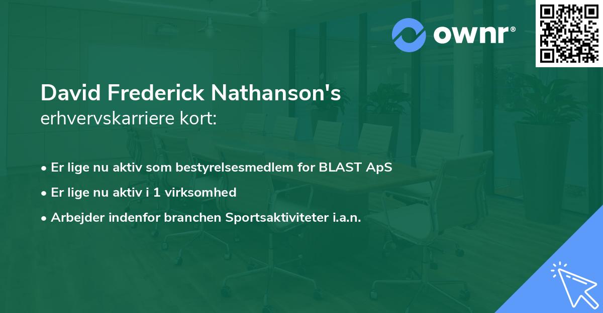 David Frederick Nathanson's erhvervskarriere kort