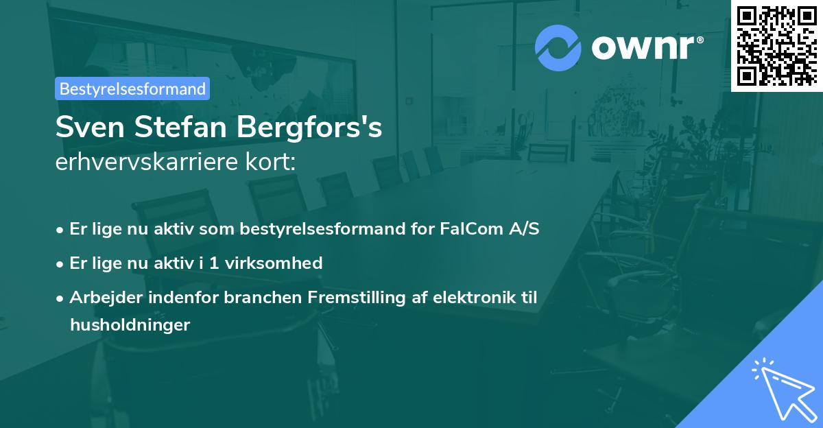 Sven Stefan Bergfors's erhvervskarriere kort