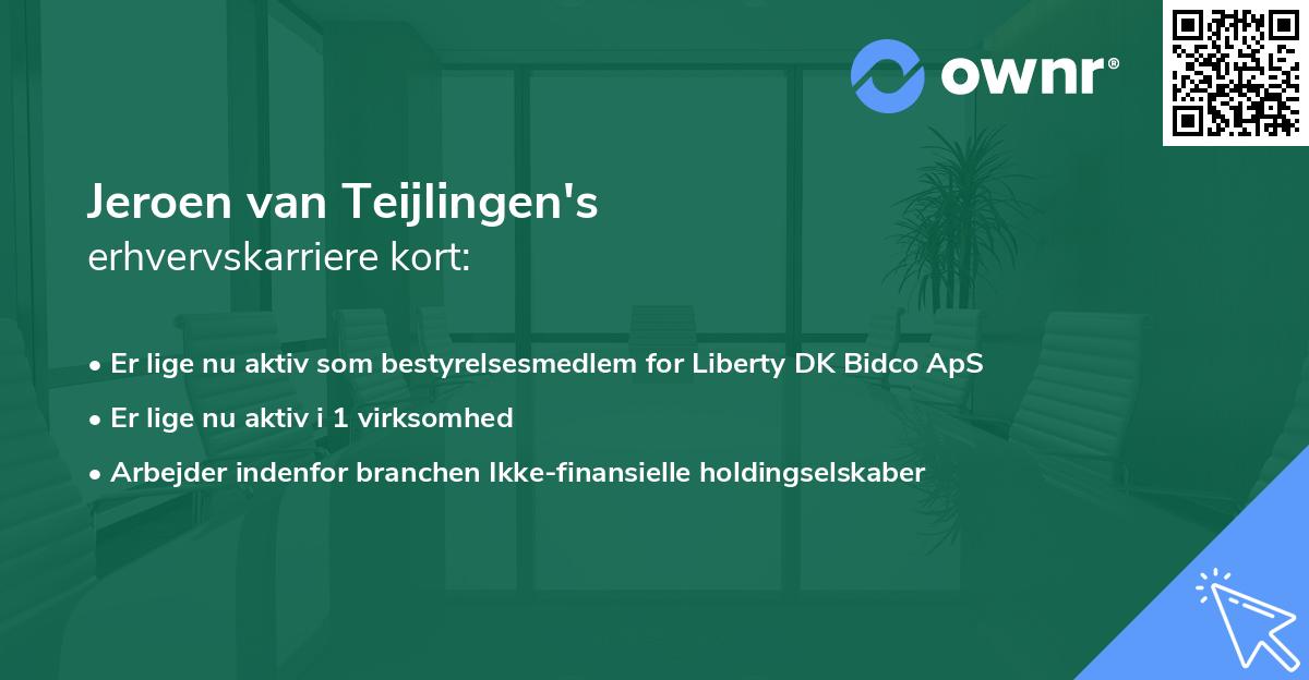 Jeroen van Teijlingen's erhvervskarriere kort