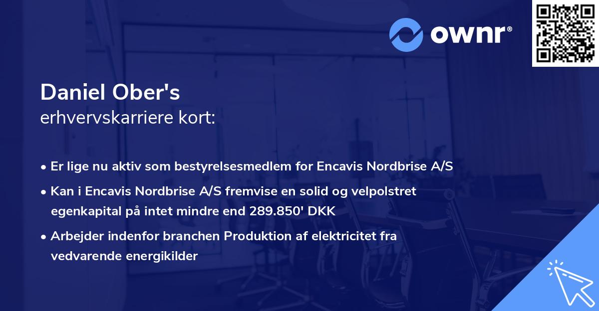 Daniel Ober's erhvervskarriere kort