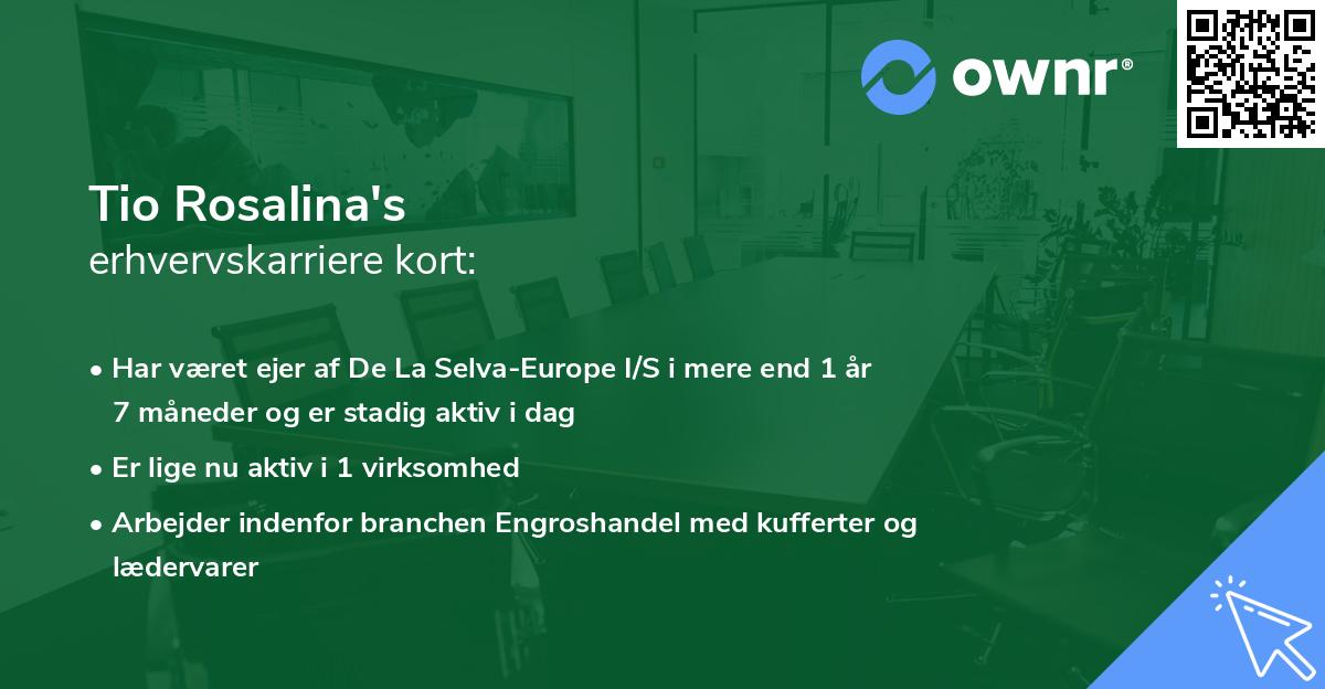 Tio Rosalina's erhvervskarriere kort