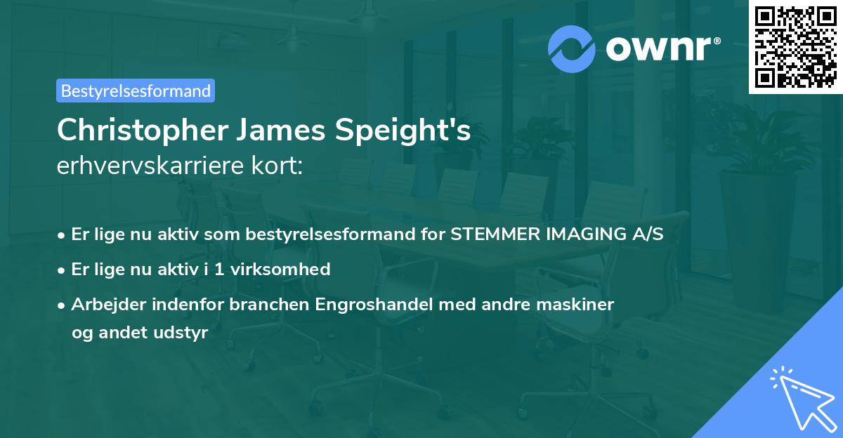 Christopher James Speight's erhvervskarriere kort