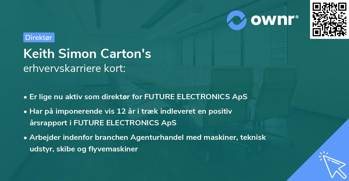 Keith Simon Carton's erhvervskarriere kort