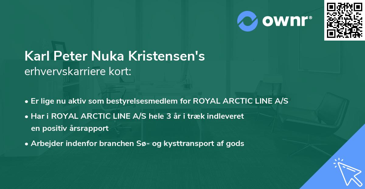 Karl Peter Nuka Kristensen's erhvervskarriere kort
