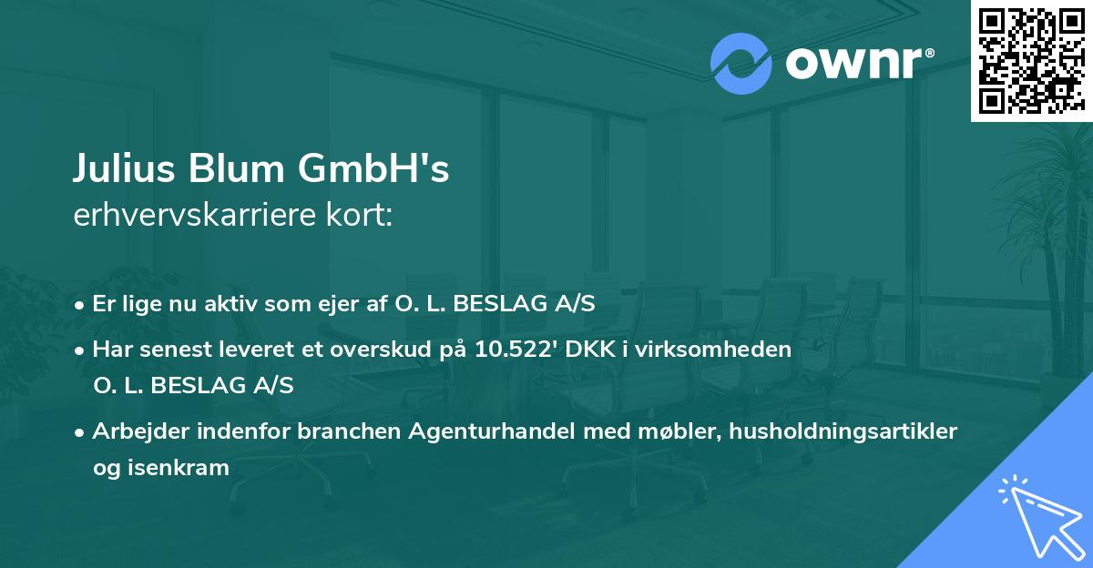 Julius Blum GmbH's erhvervskarriere kort