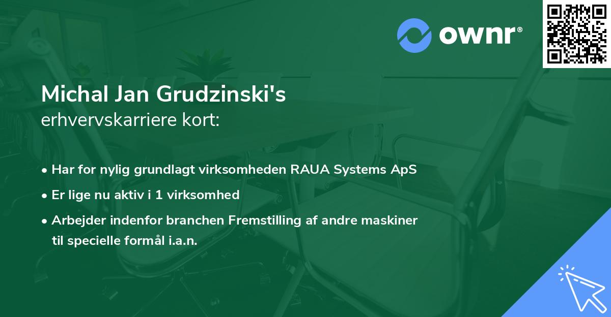 Michal Jan Grudzinski's erhvervskarriere kort