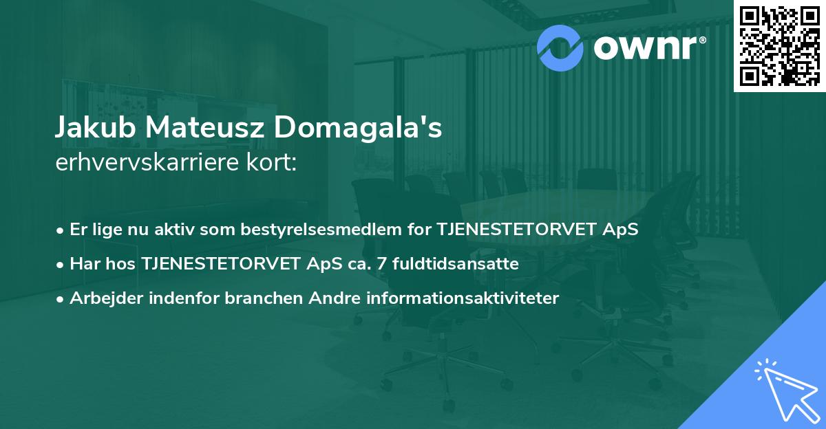 Jakub Mateusz Domagala's erhvervskarriere kort