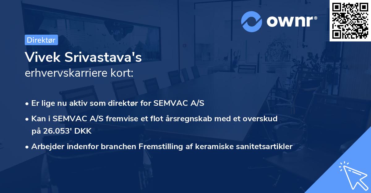Vivek Srivastava's erhvervskarriere kort