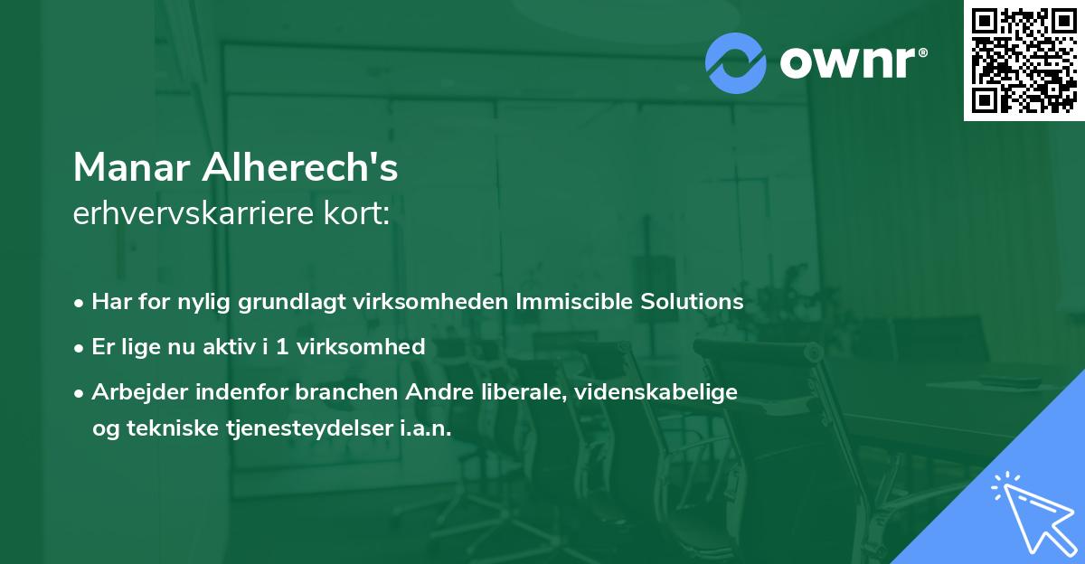 Manar Alherech's erhvervskarriere kort