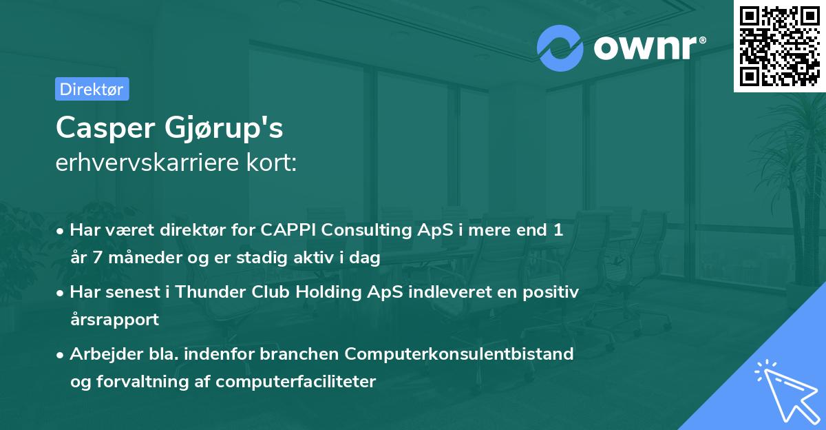 Casper Gjørup's erhvervskarriere kort