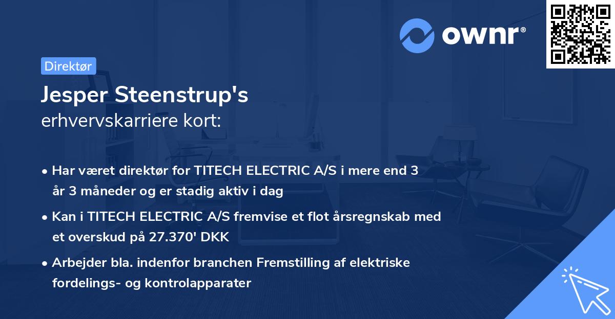 Jesper Steenstrup's erhvervskarriere kort