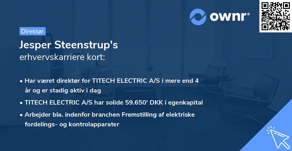 Jesper Steenstrup's erhvervskarriere kort