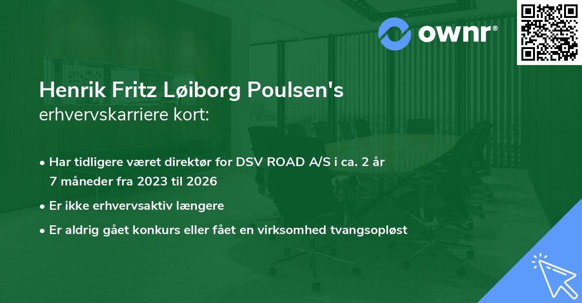Henrik Fritz Løiborg Poulsen's erhvervskarriere kort