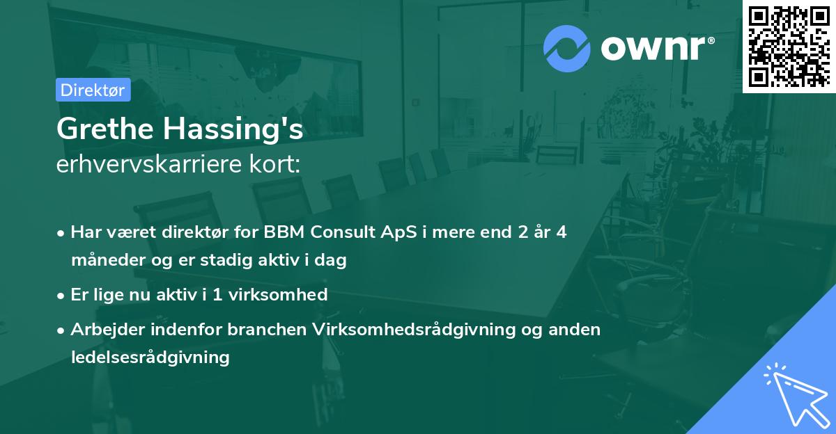 Grethe Hassing's erhvervskarriere kort