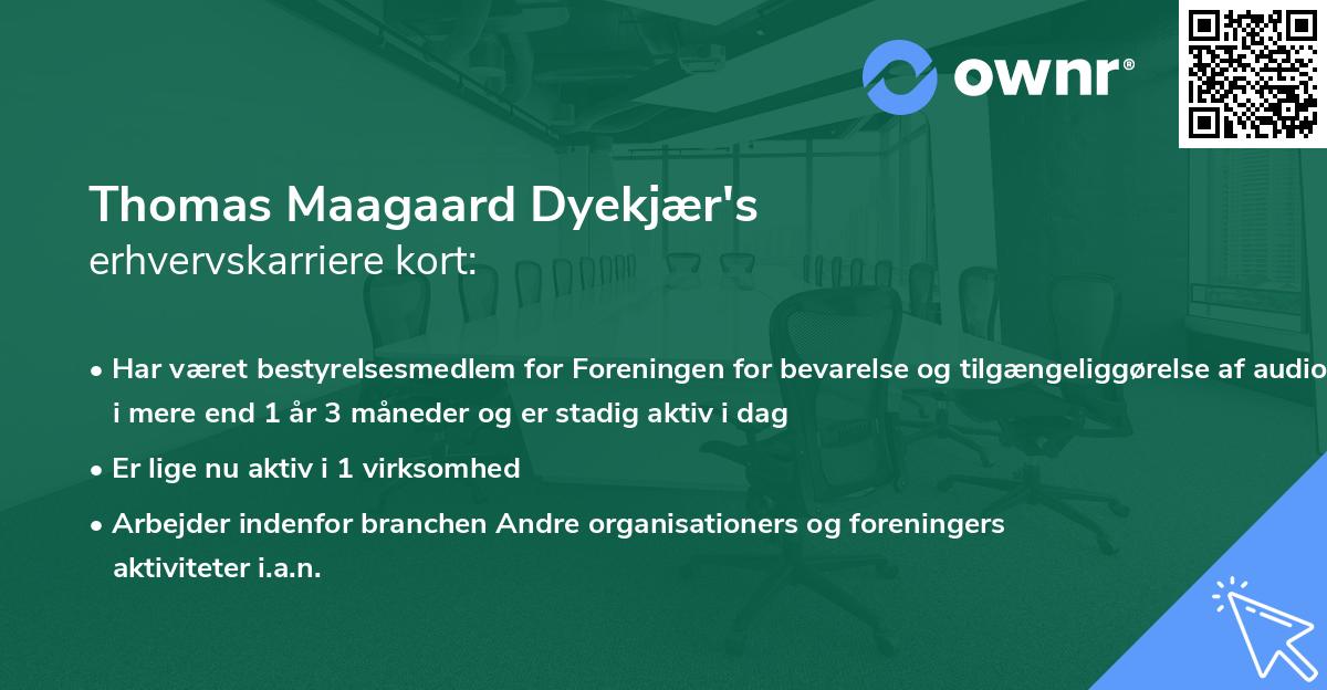 Thomas Maagaard Dyekjær's erhvervskarriere kort