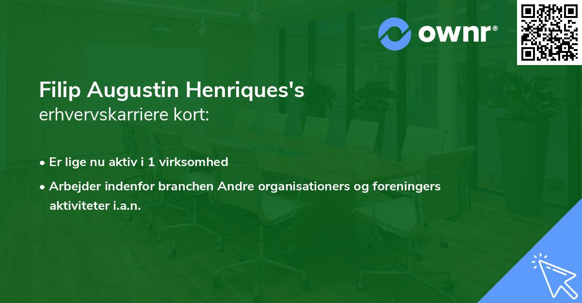 Filip Augustin Henriques's erhvervskarriere kort