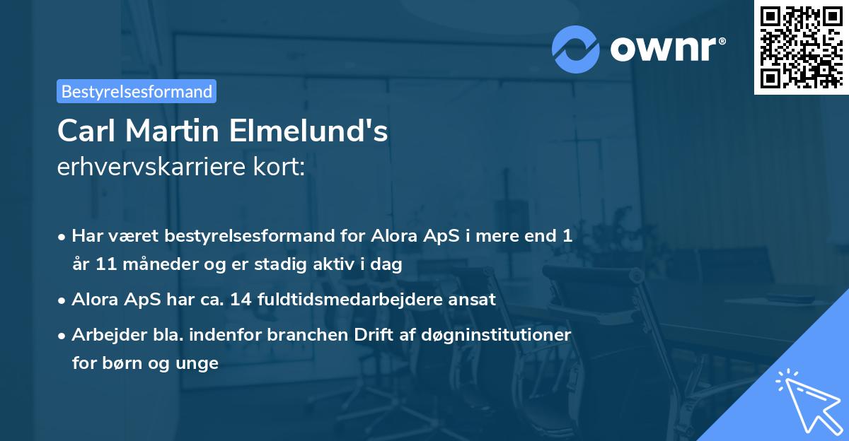Carl Martin Elmelund's erhvervskarriere kort