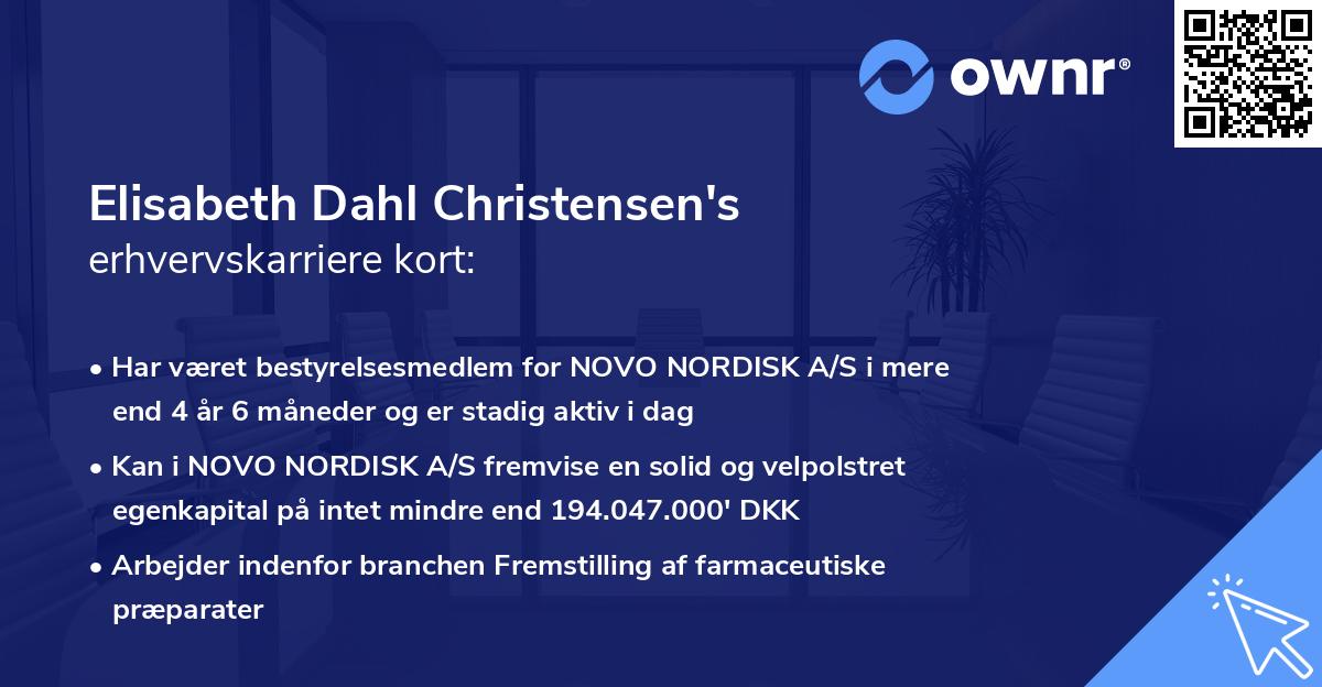 Elisabeth Dahl Christensen's erhvervskarriere kort