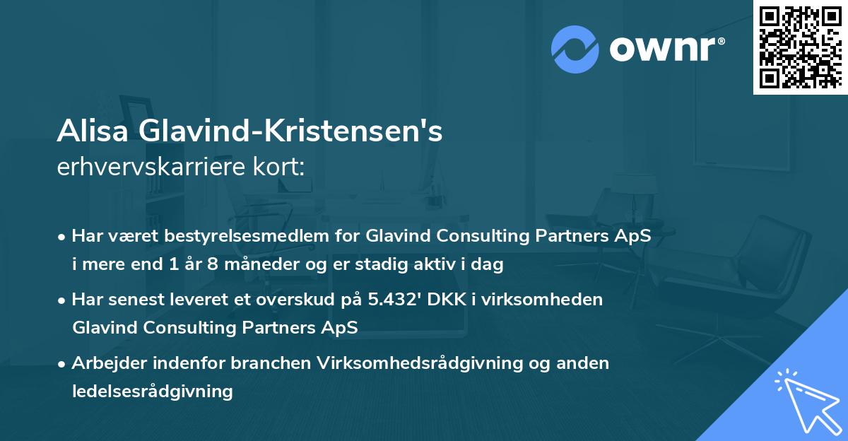Alisa Glavind-Kristensen's erhvervskarriere kort