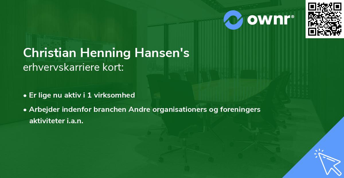 Christian Henning Hansen's erhvervskarriere kort