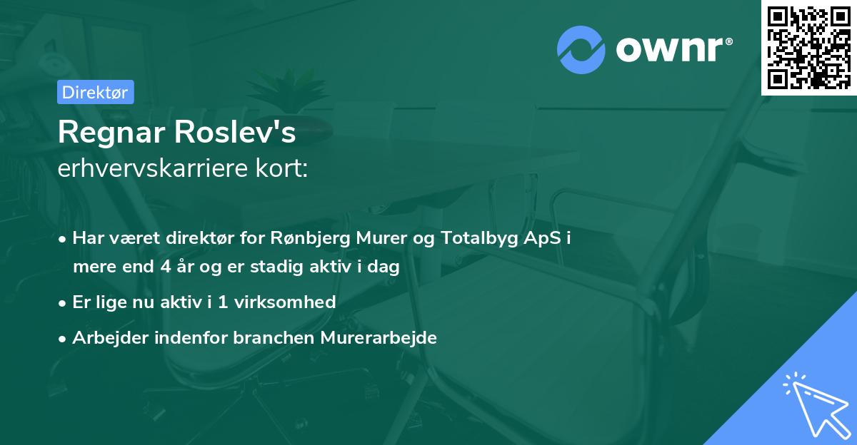 Regnar Roslev's erhvervskarriere kort