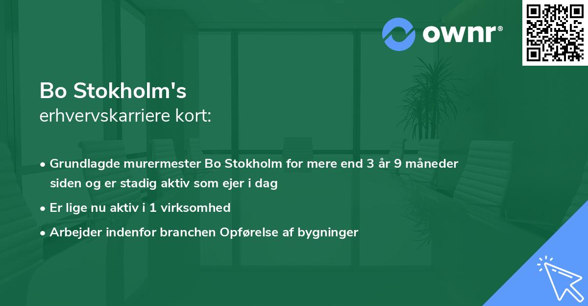 Bo Stokholm's erhvervskarriere kort