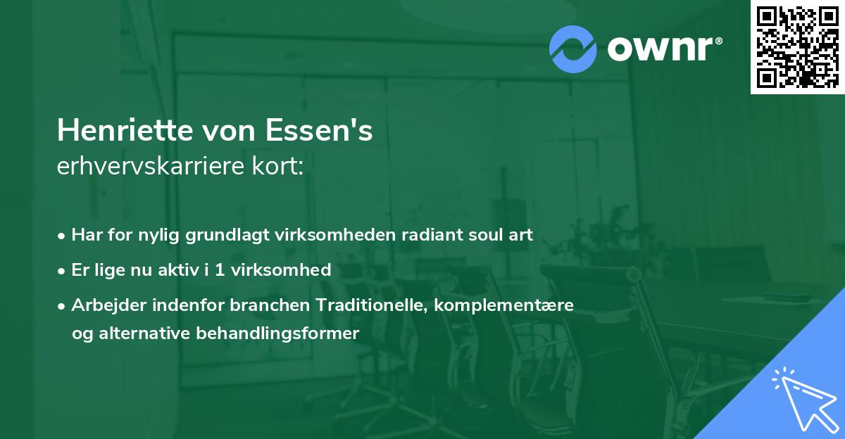 Henriette von Essen's erhvervskarriere kort