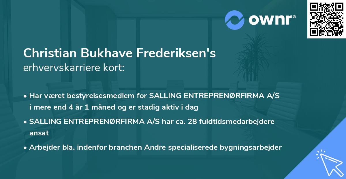 Christian Bukhave Frederiksen's erhvervskarriere kort