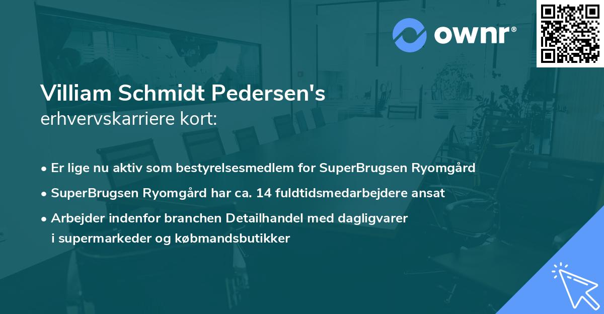 Villiam Schmidt Pedersen's erhvervskarriere kort
