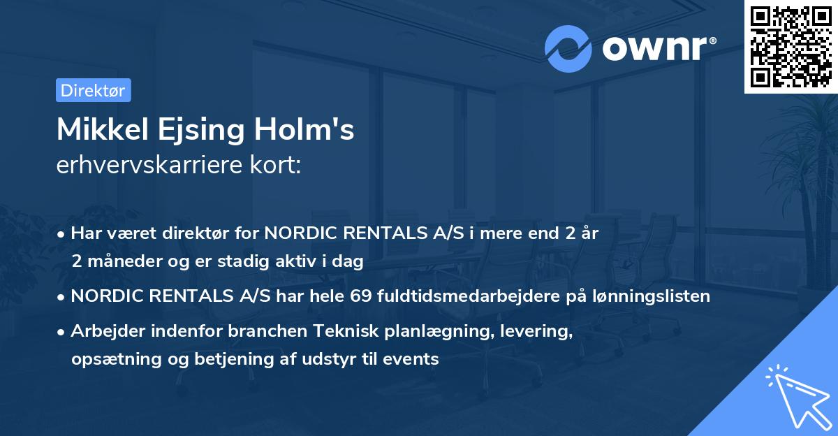 Mikkel Ejsing Holm's erhvervskarriere kort