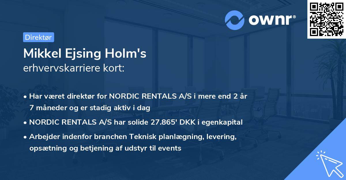 Mikkel Ejsing Holm's erhvervskarriere kort