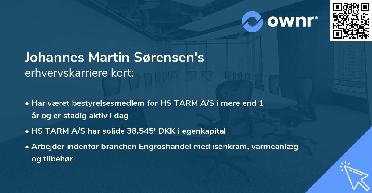 Johannes Martin Sørensen's erhvervskarriere kort