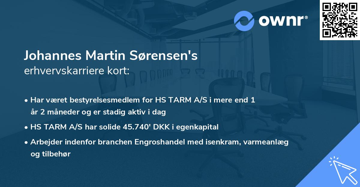 Johannes Martin Sørensen's erhvervskarriere kort