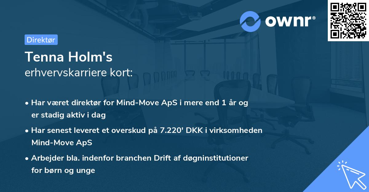 Tenna Holm's erhvervskarriere kort