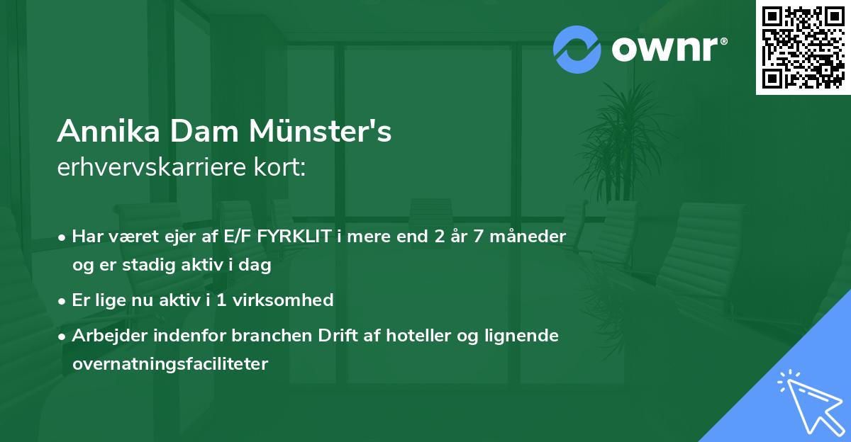 Annika Dam Münster's erhvervskarriere kort