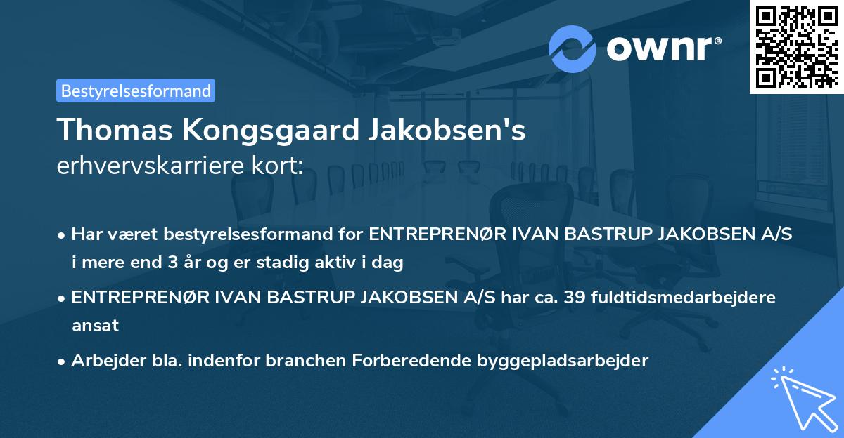 Thomas Kongsgaard Jakobsen's erhvervskarriere kort