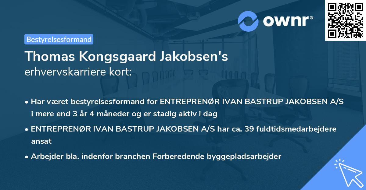 Thomas Kongsgaard Jakobsen's erhvervskarriere kort