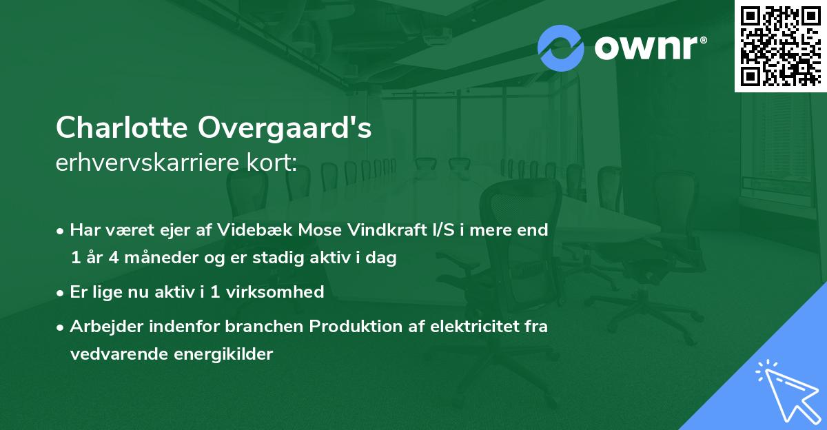 Charlotte Overgaard's erhvervskarriere kort