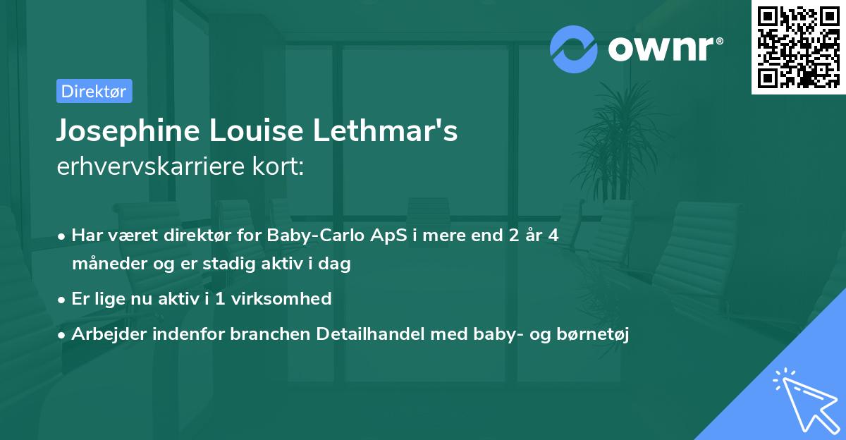 Josephine Louise Lethmar's erhvervskarriere kort