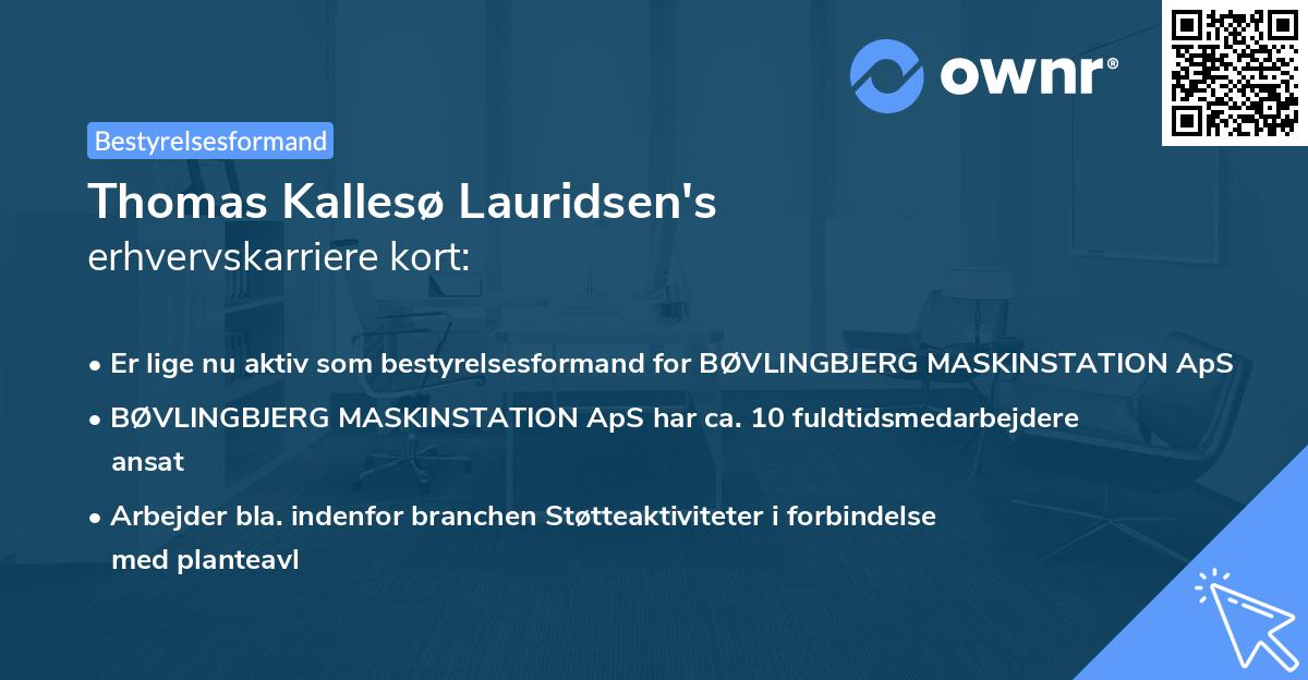Thomas Kallesø Lauridsen's erhvervskarriere kort