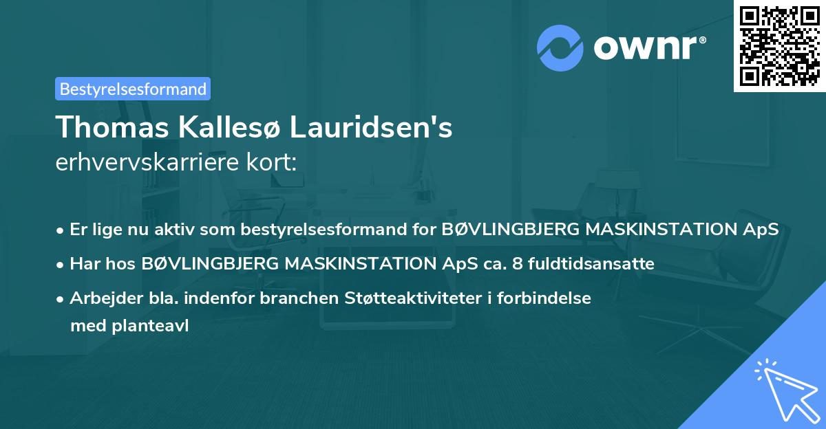 Thomas Kallesø Lauridsen's erhvervskarriere kort