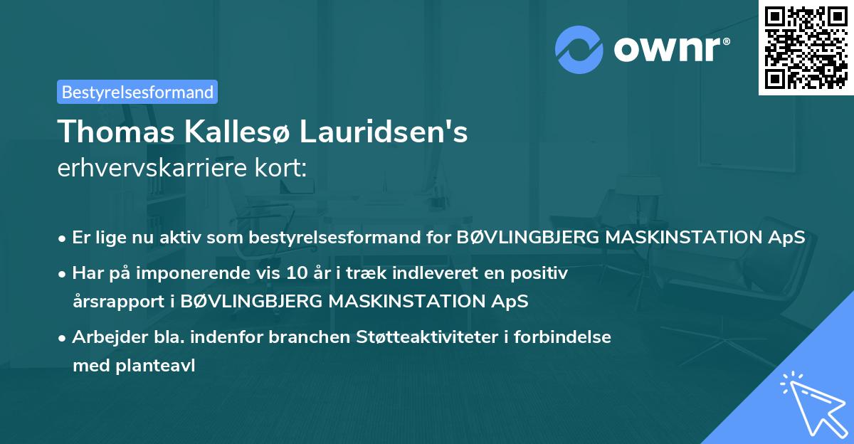 Thomas Kallesø Lauridsen's erhvervskarriere kort