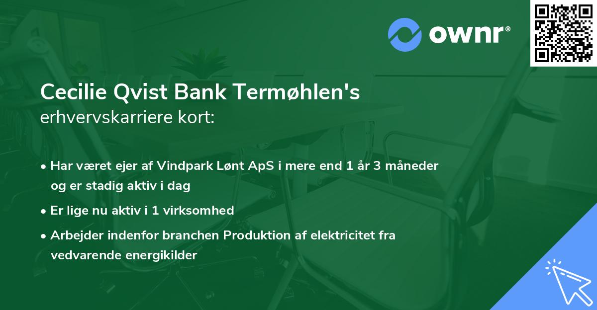 Cecilie Qvist Bank Termøhlen's erhvervskarriere kort