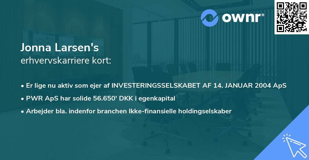 Jonna Larsen's erhvervskarriere kort