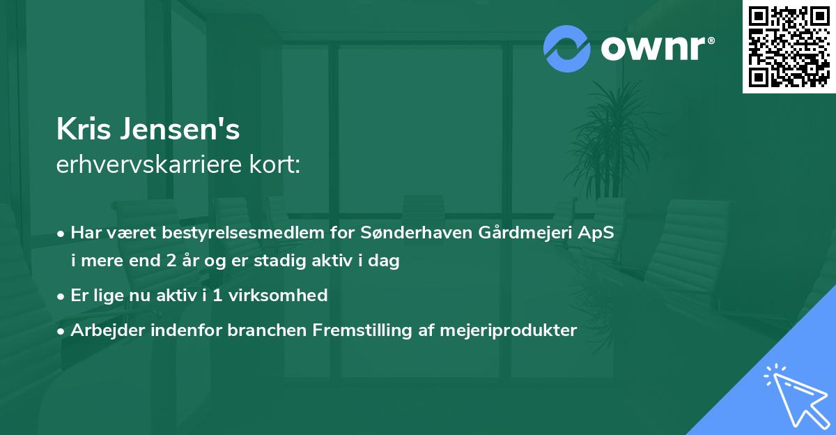 Kris Jensen's erhvervskarriere kort